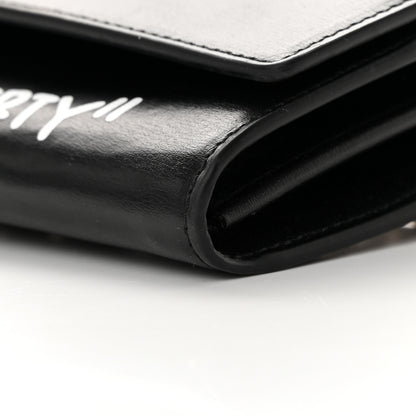 Off-White Calfskin Jitney Quote Flap Wallet On Chain Black 10 of 11