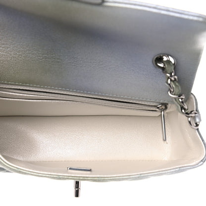 Chanel Metallic Goatskin Quilted Ombre Mini Rectangular Flap Grey Green 5 of 10