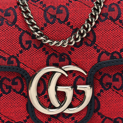 Gucci Monogram Multicolor Matelasse Diagonal Super Mini GG Marmont Shoulder Bag Red Blue 8 of 11