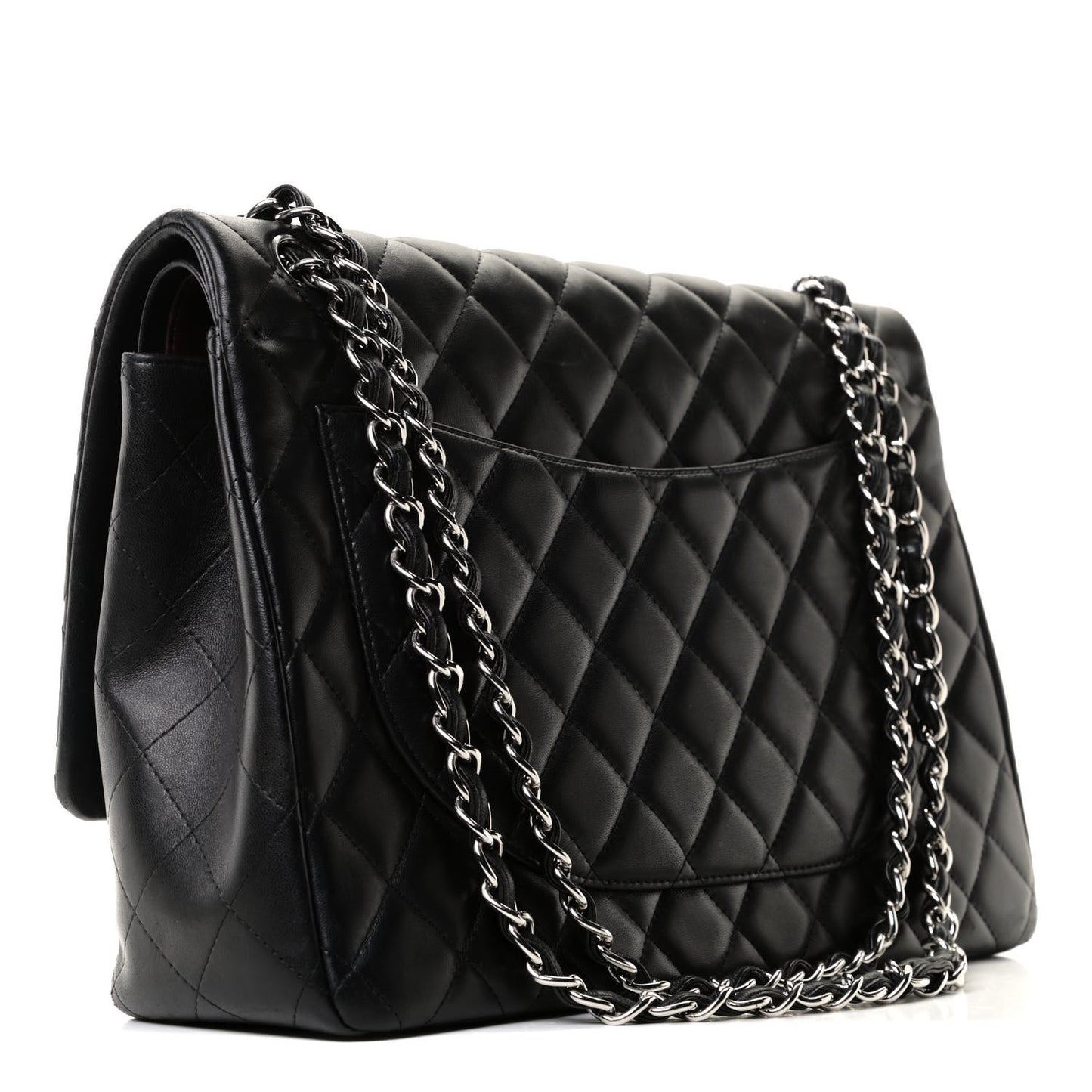 Lambskin Quilted Maxi Single Flap Black