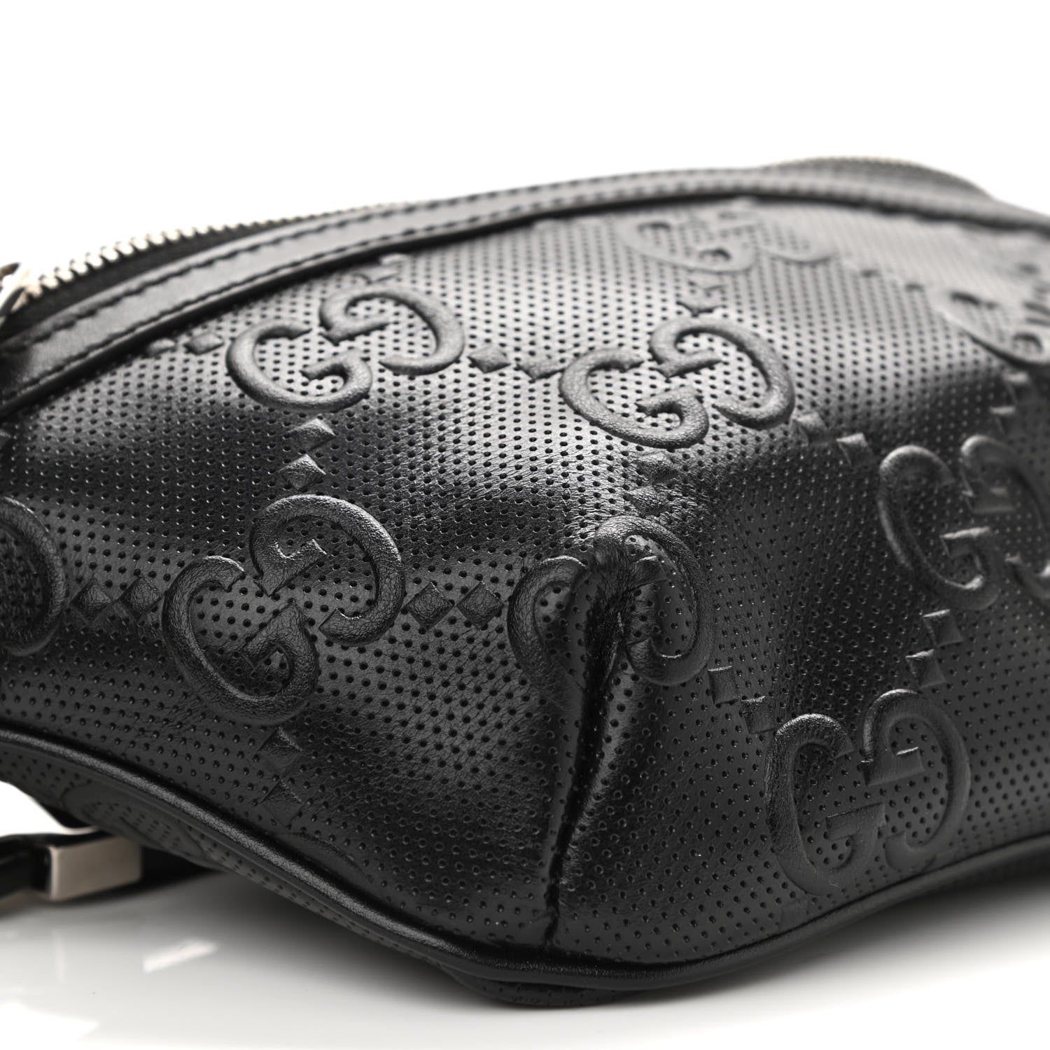 Gucci Calfskin GG Tennis Embossed Belt Bag Black 9 of 10