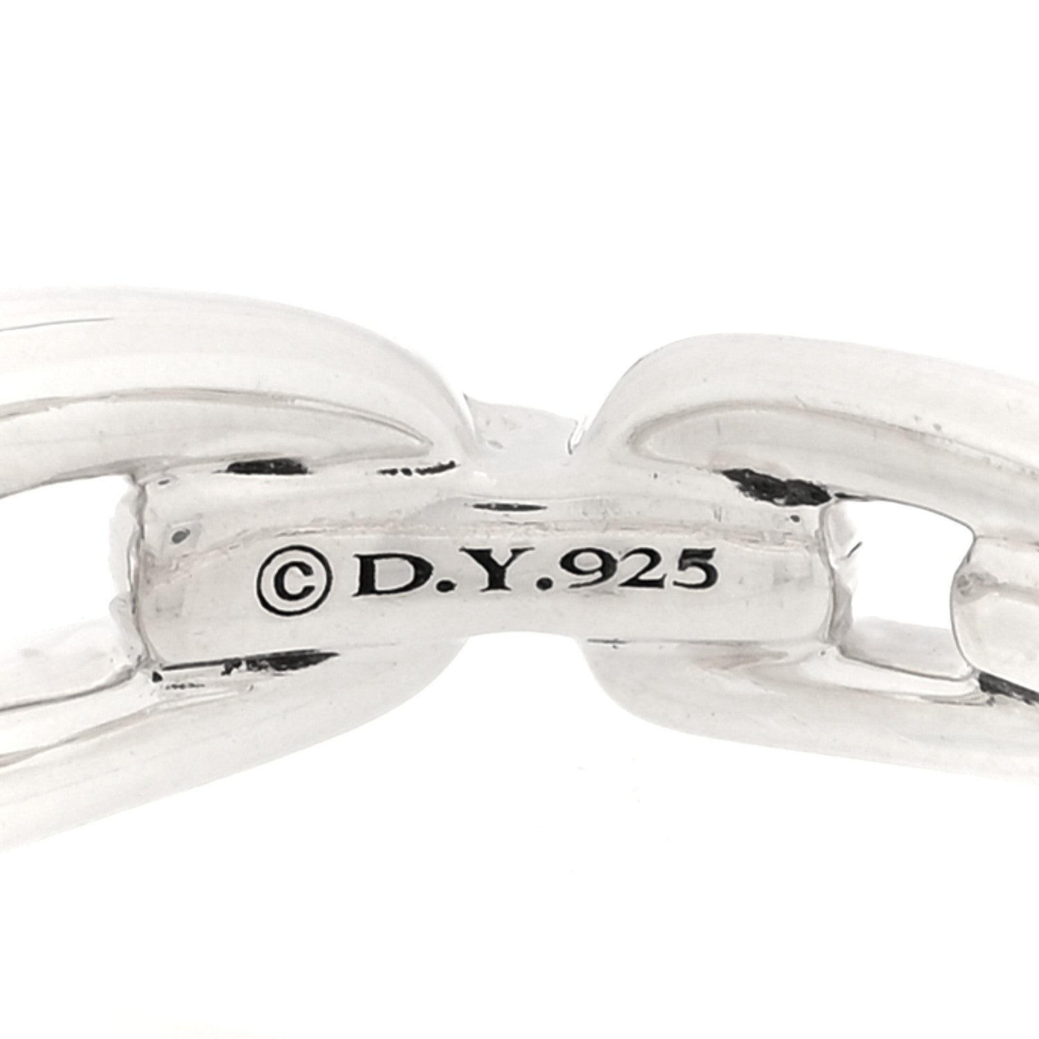 David Yurman Sterling Silver Diamond 8mm Wellesley Link Ring 4 of 4