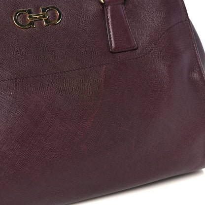 Salvatore Ferragamo Printed Calfskin Beky Tote Burgundy 13 of 25