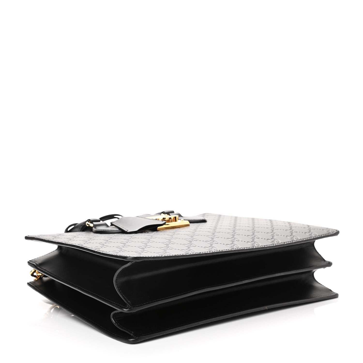 Gucci Guccissima Signature Padlock Double Handle Bag Black 3 of 10