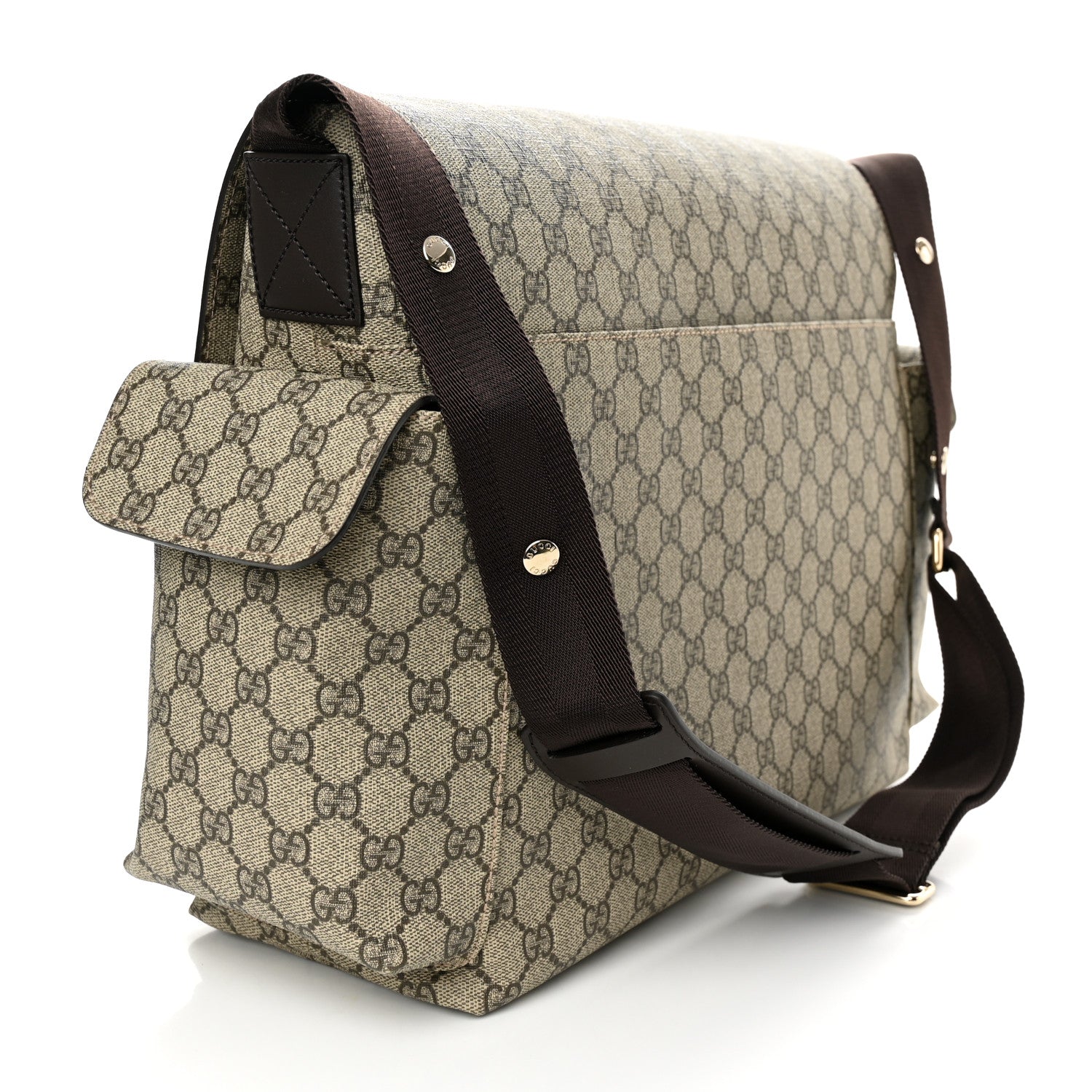 Gucci GG Plus Monogram Messenger Diaper Bag Dark Brown 4 of 11