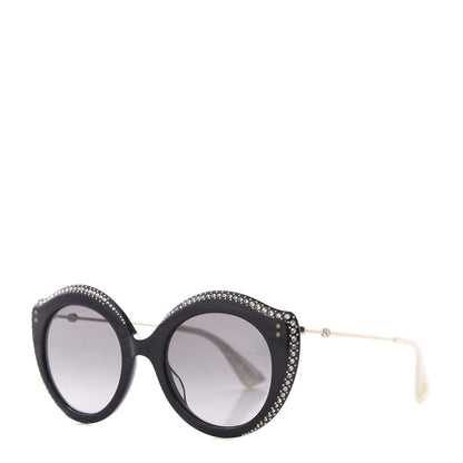 Gucci Metal Crystal Cat Eye Sunglasses GG0214S Sunglasses Black 1 of 8