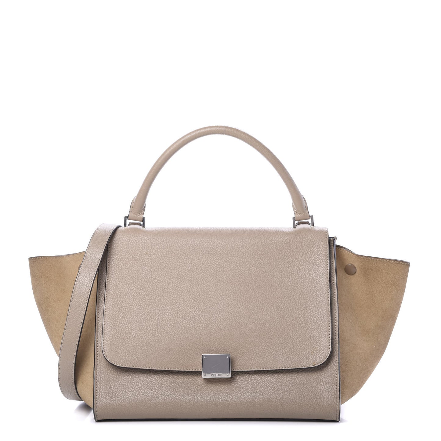 Drummed Calfskin Suede Medium Trapeze Dune