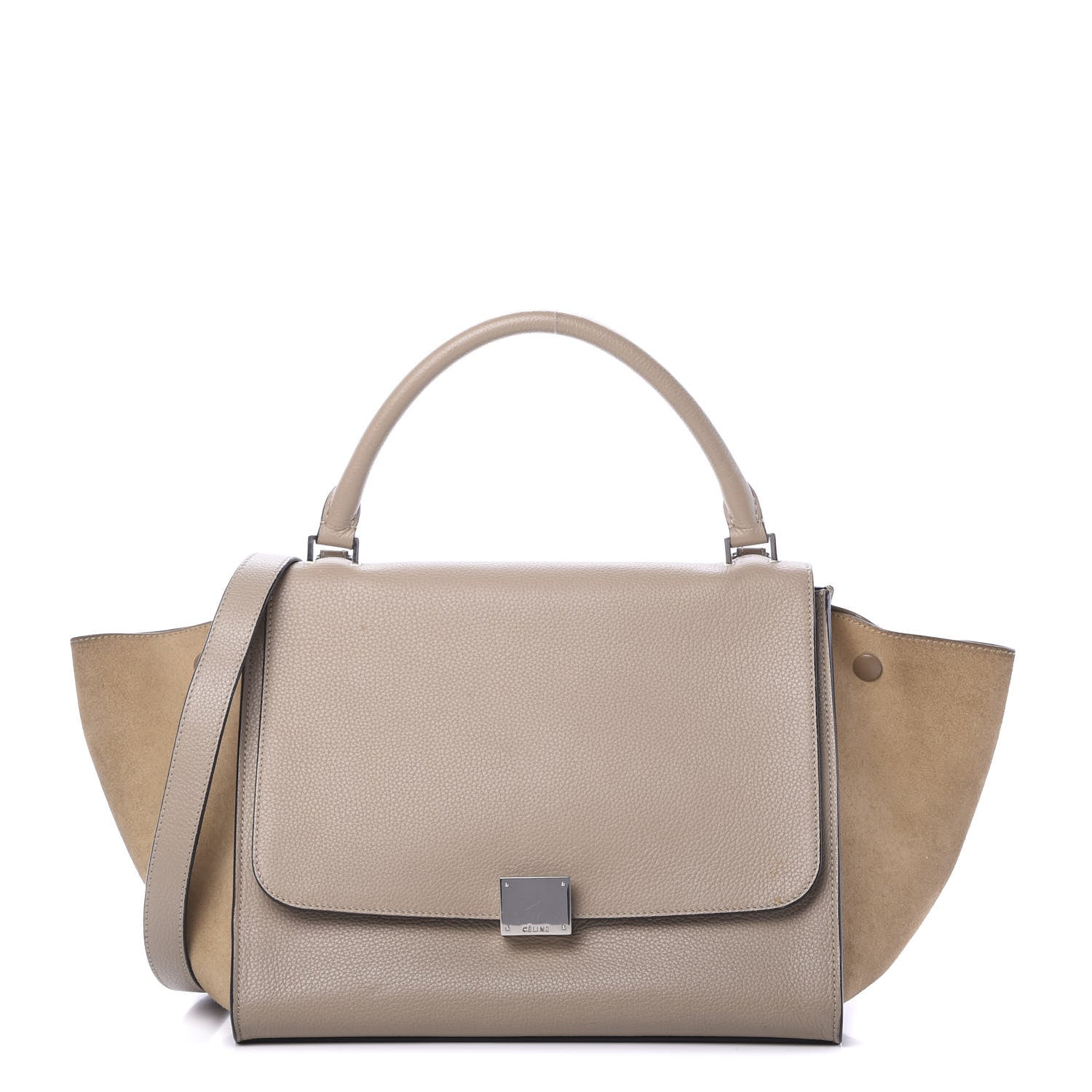 Celine Drummed Calfskin Suede Medium Trapeze Dune 1 of 17