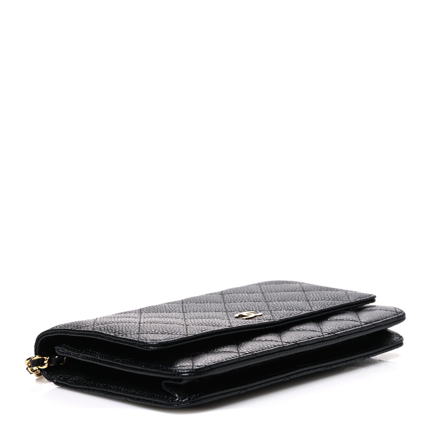 Caviar Quilted Wallet on Chain WOC Black
