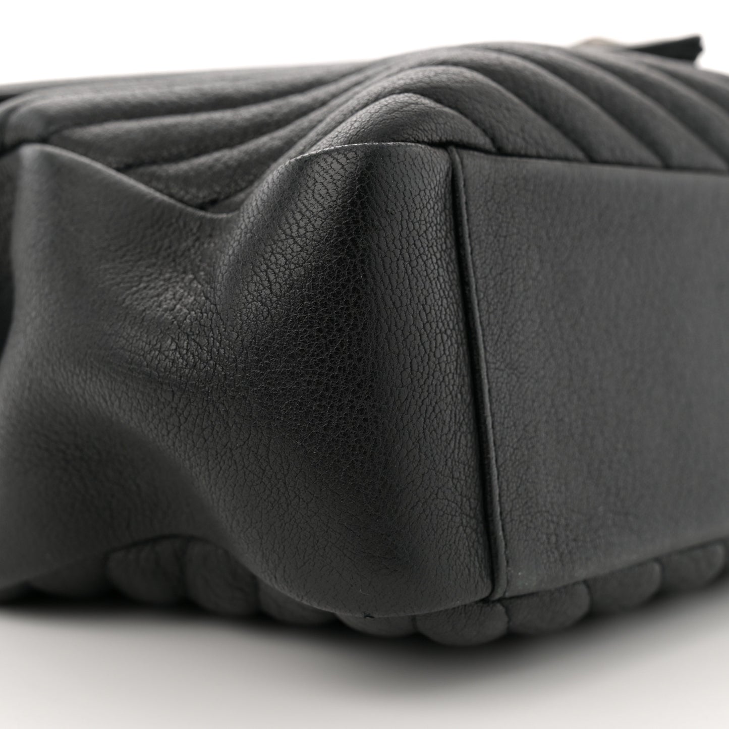 Sheepskin Matelasse Chevron Monogram Large College Satchel Black