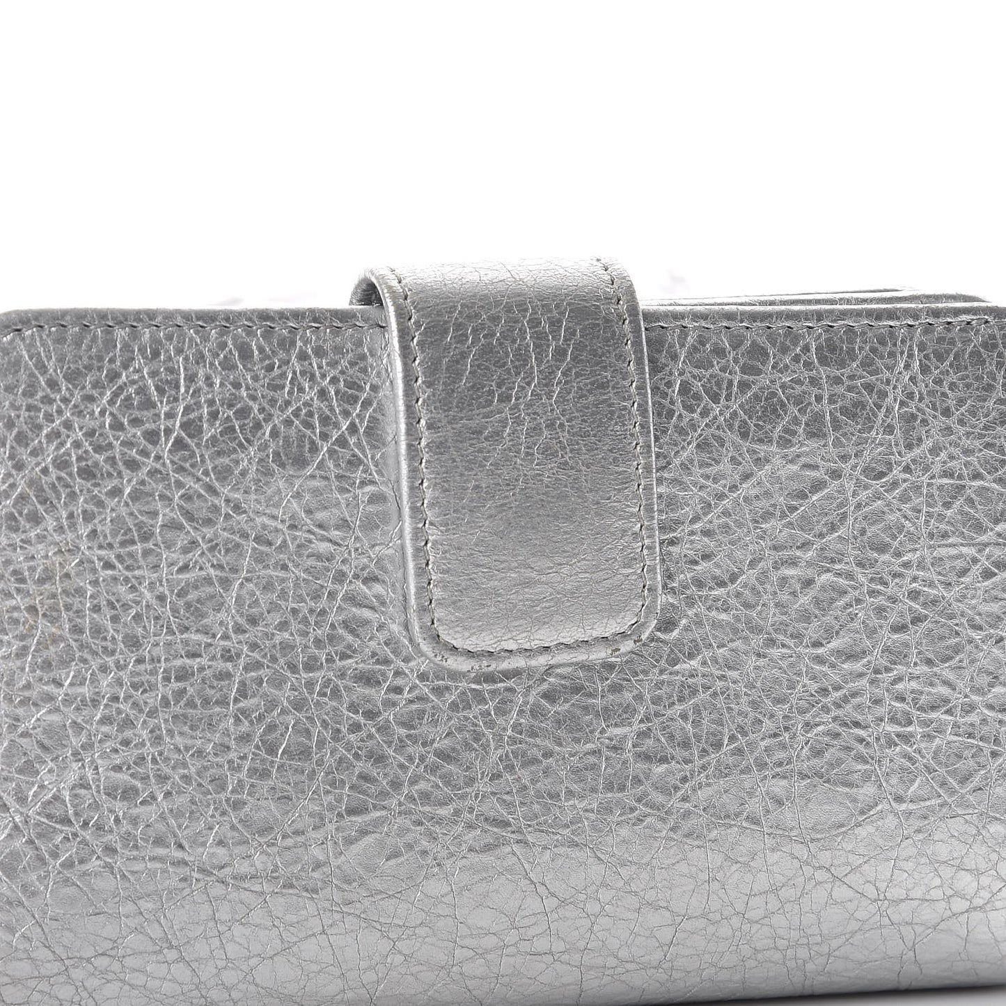 Agneau Classic Hardware Fold Wallet Gris Aluminum