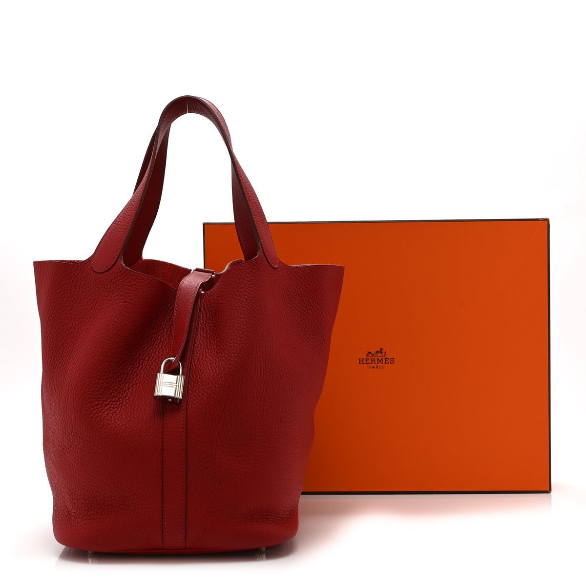 Taurillon Clemence Picotin Lock 26 GM Rouge Casaque