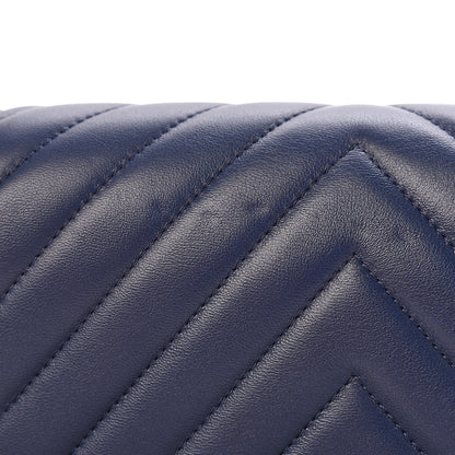 Chanel Calfskin Chevron Medium Boy Flap Dark Navy Blue 11 of 15