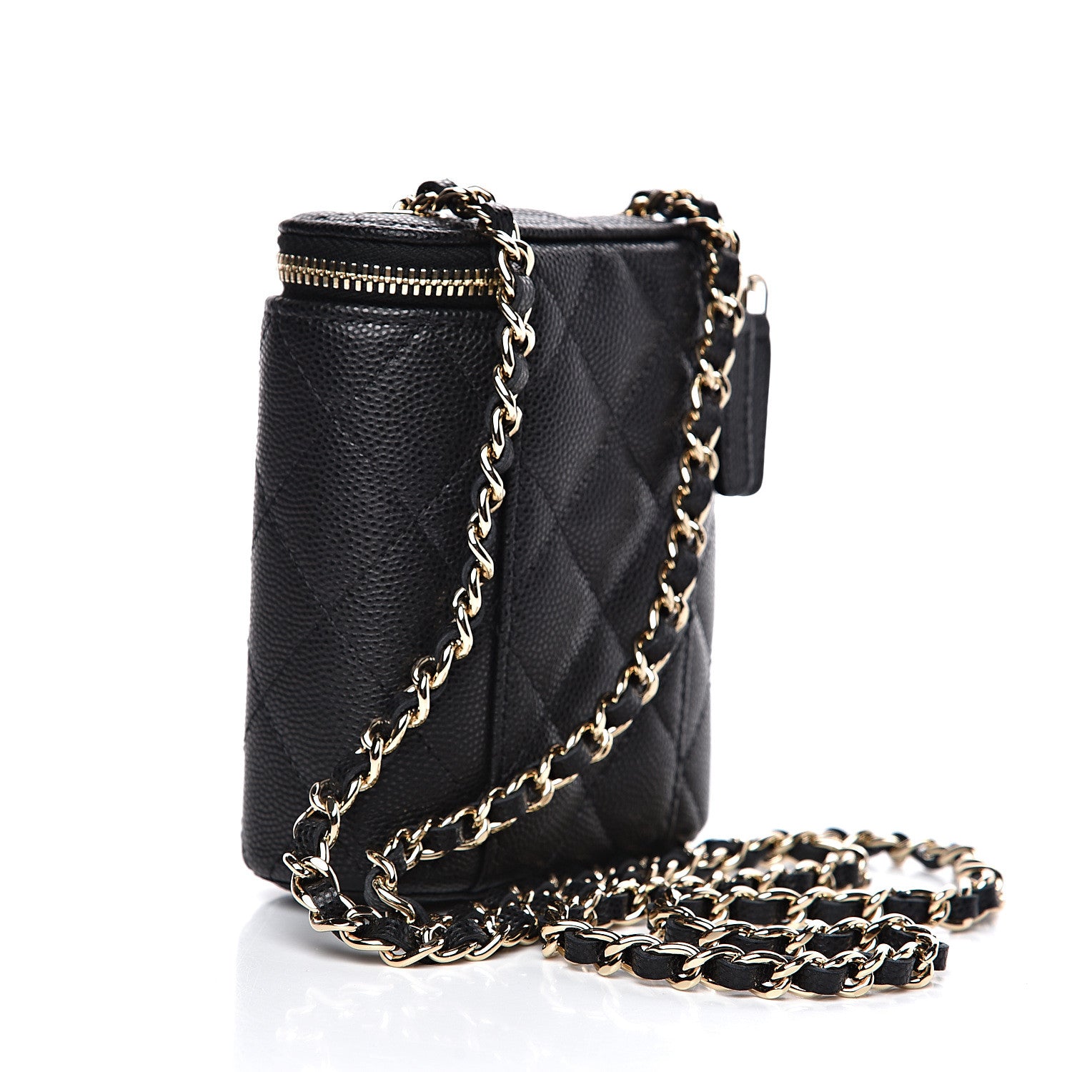 Chanel Caviar Quilted Small Vertical Coco Beauty Vanity Case With Chain Black 3 of 10