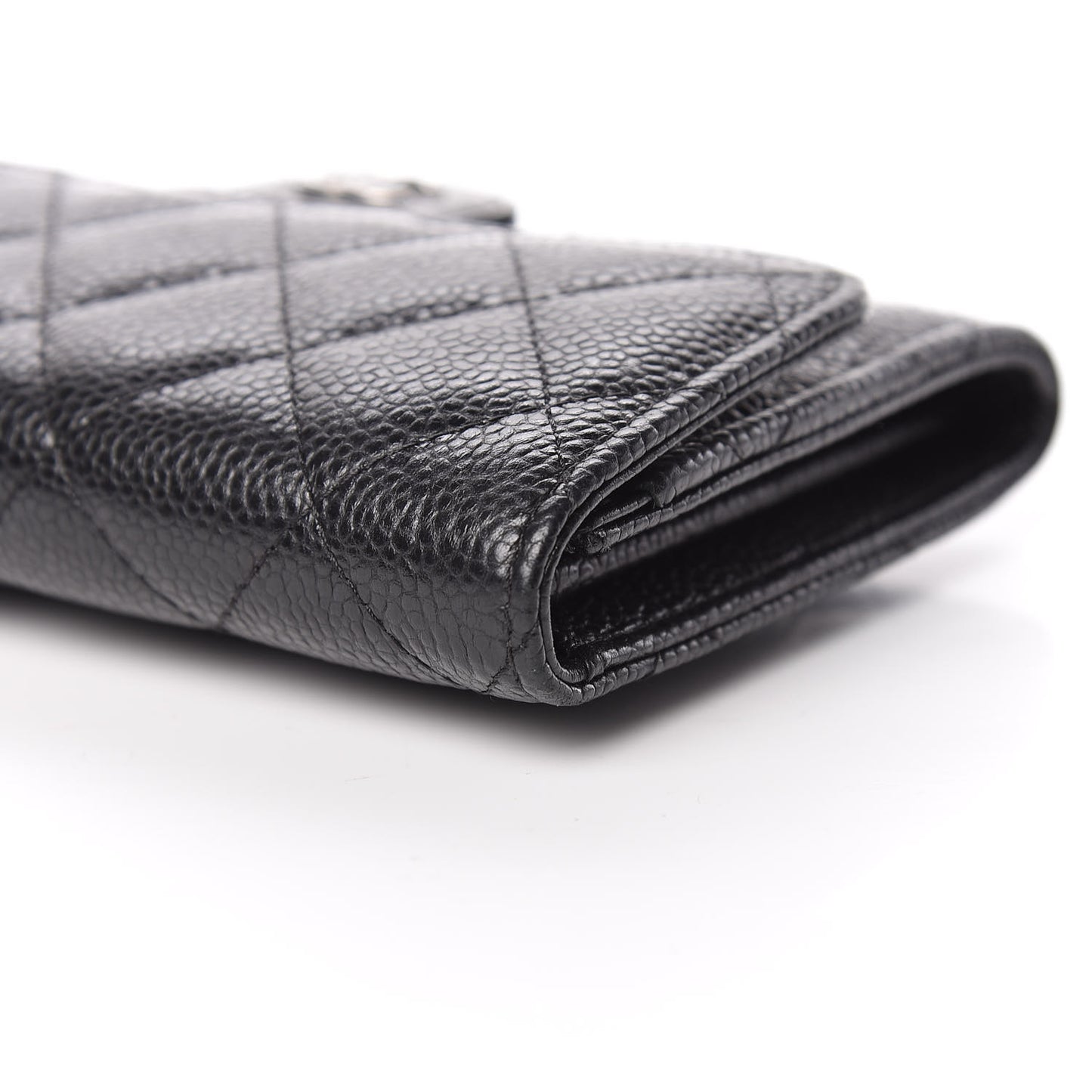 Caviar Quilted Small Flap Wallet Black