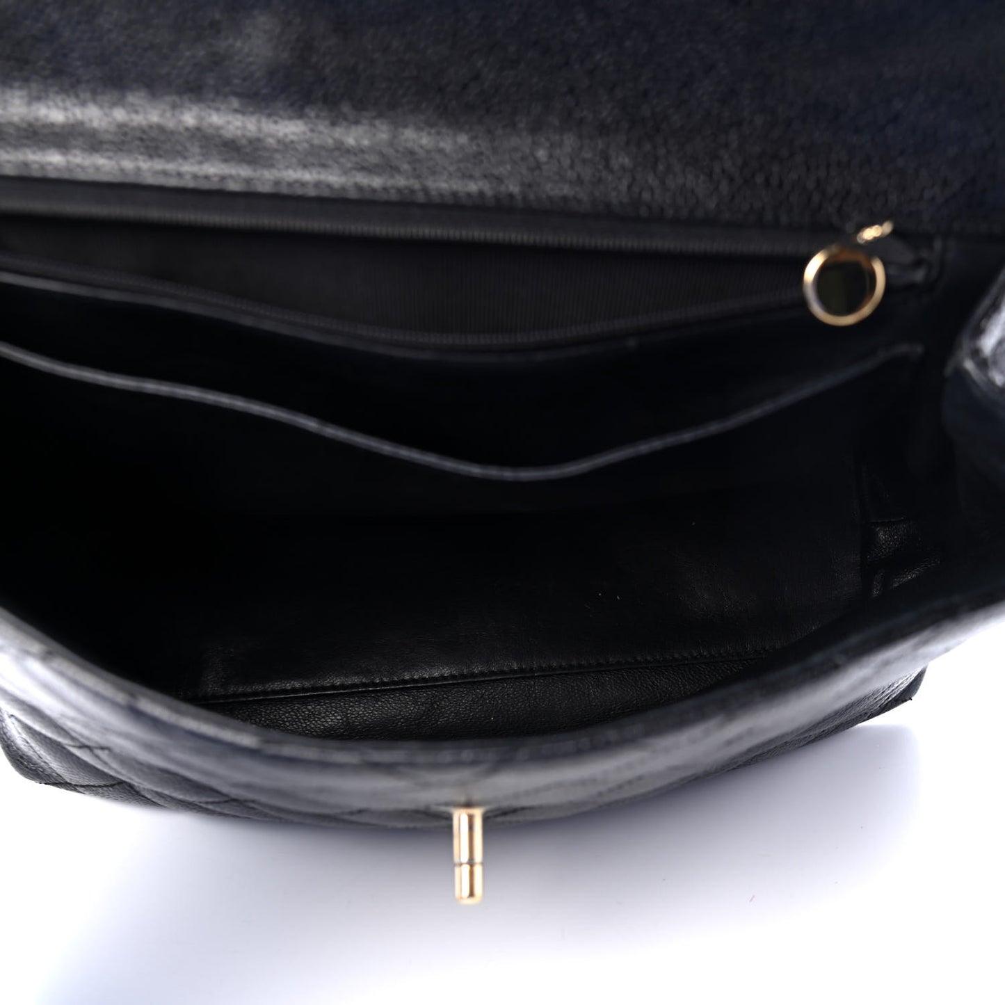 Caviar Quilted Jumbo Kelly Flap Black