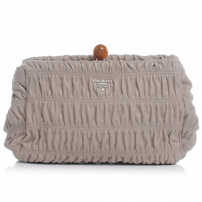 Prada Nappa Gaufre Ruched Clutch Pomice 1 of 10