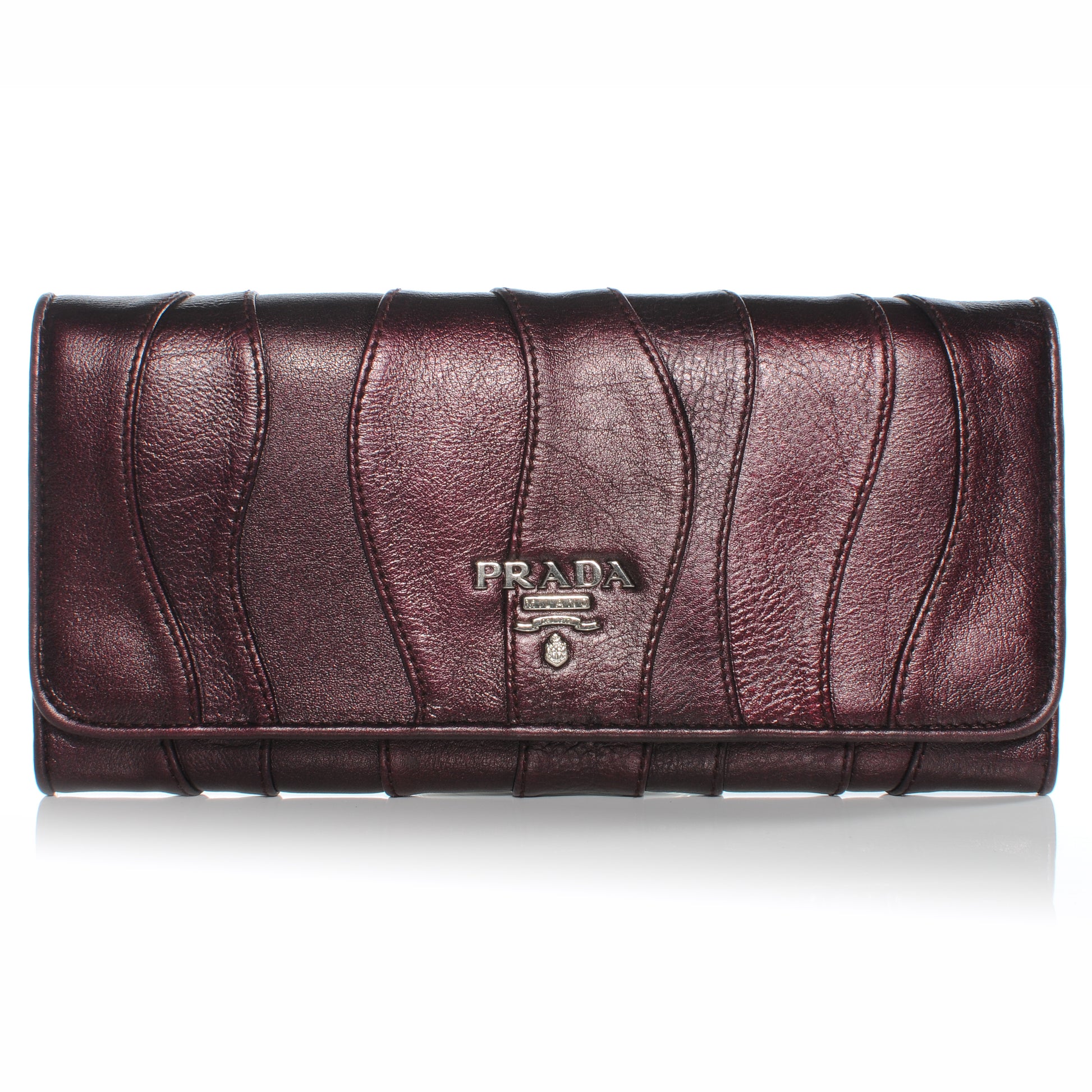 Prada Nappa Mordore Stripes Continental Wallet Lampone 1 of 8