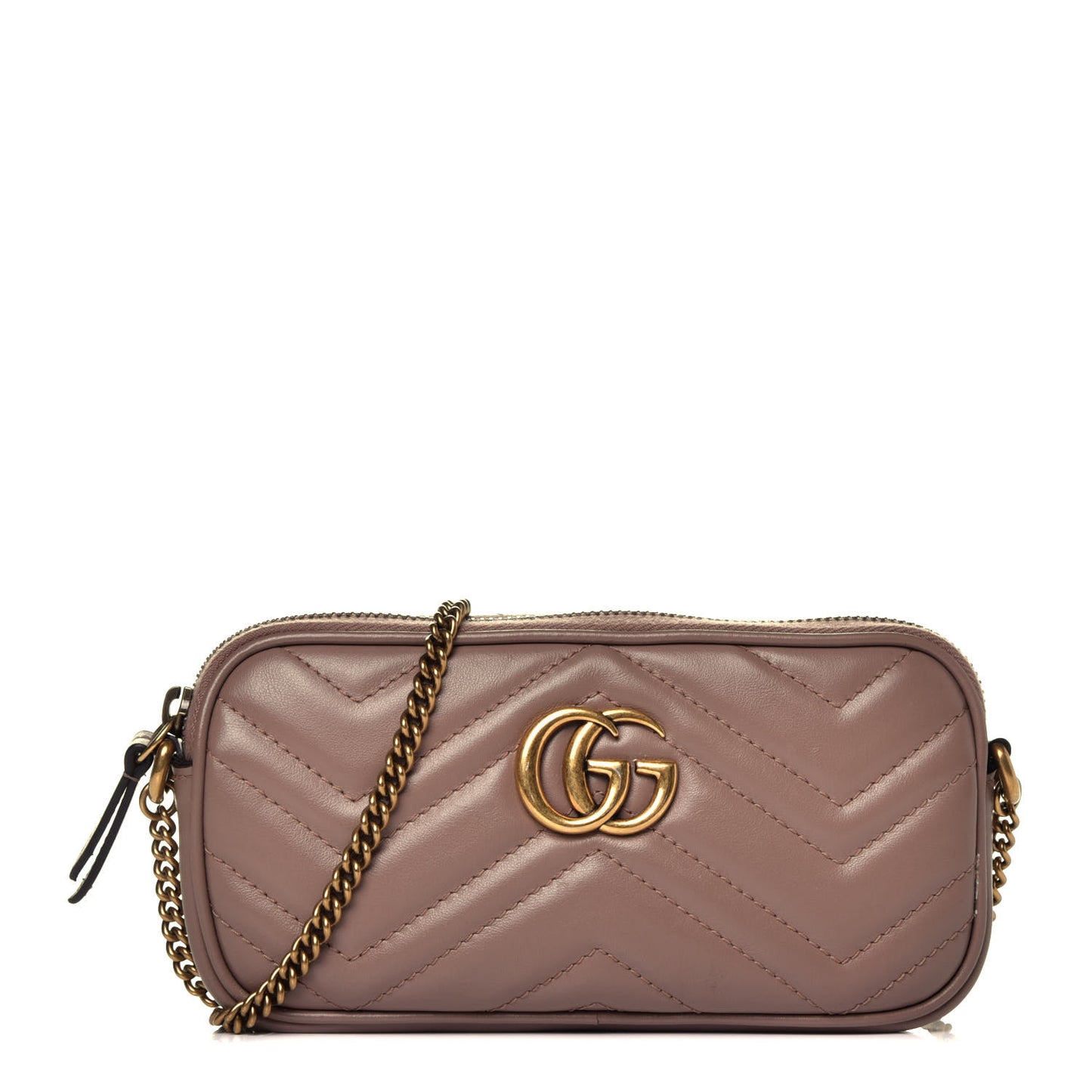 Calfskin Matelasse Mini GG Marmont Chain Crossbody Bag Porcelain Rose