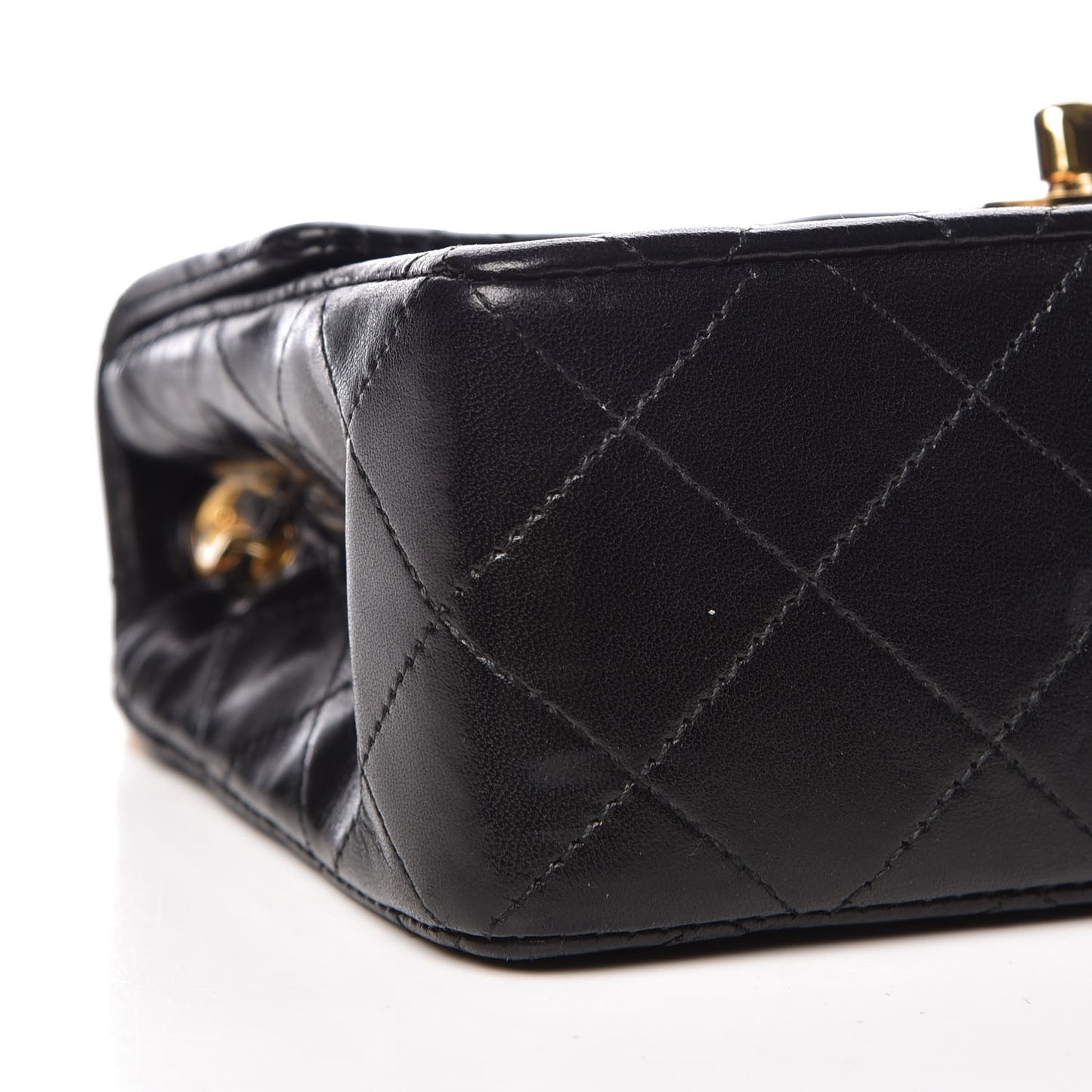 Lambskin Quilted Mini Square Flap Black