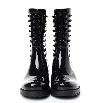 Valentino Garavani Rubber Rockstud Short Rainboots 38 Black 2 of 7