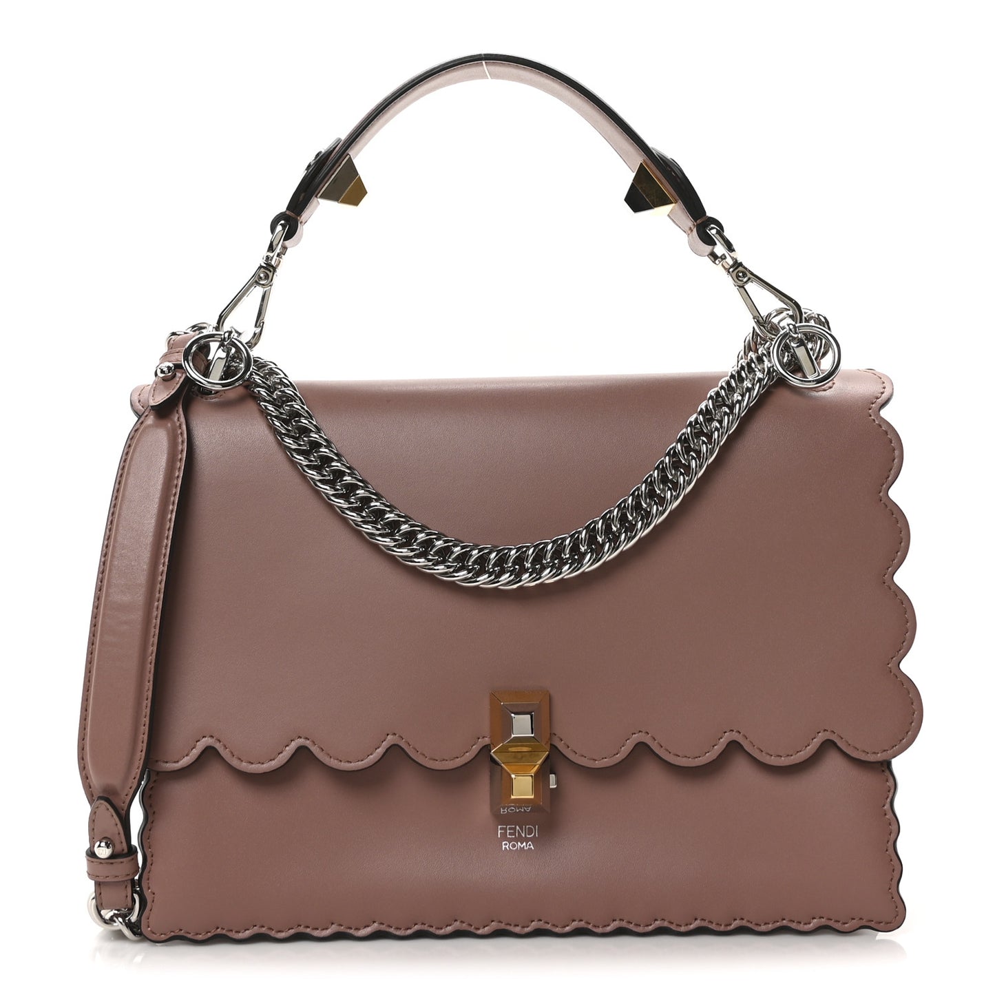 Vitello Liberty Scalloped Studded Kan I Shoulder Bag English Rose