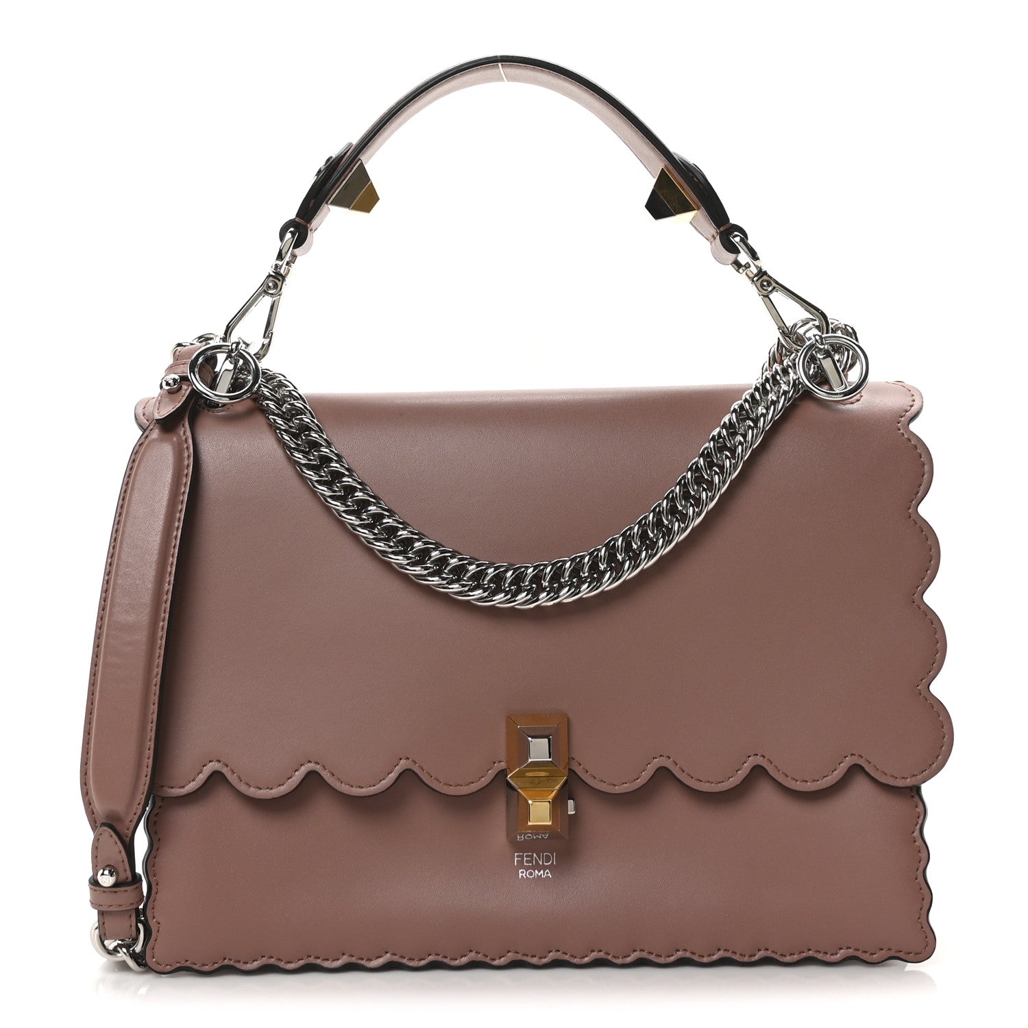 Fendi Vitello Liberty Scalloped Studded Kan I Shoulder Bag English Rose 1 of 10