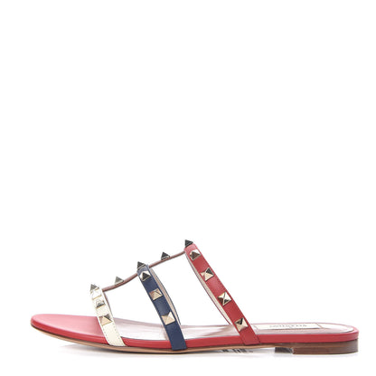 Valentino Garavani Calfskin Rockstud Caged Flat Slide Sandals 38.5 Multicolor 1 of 8