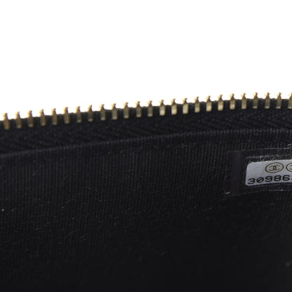 Chanel Raffia Jute Striped Small Vanity Case With Chain Black Beige 9 of 11