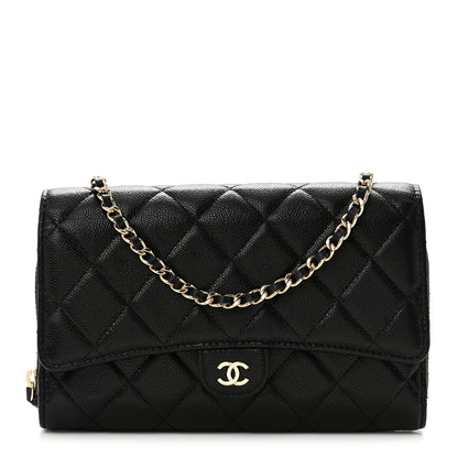 Chanel Caviar Quilted Phone Holder Wallet on Removable Chain Black 1 of 13