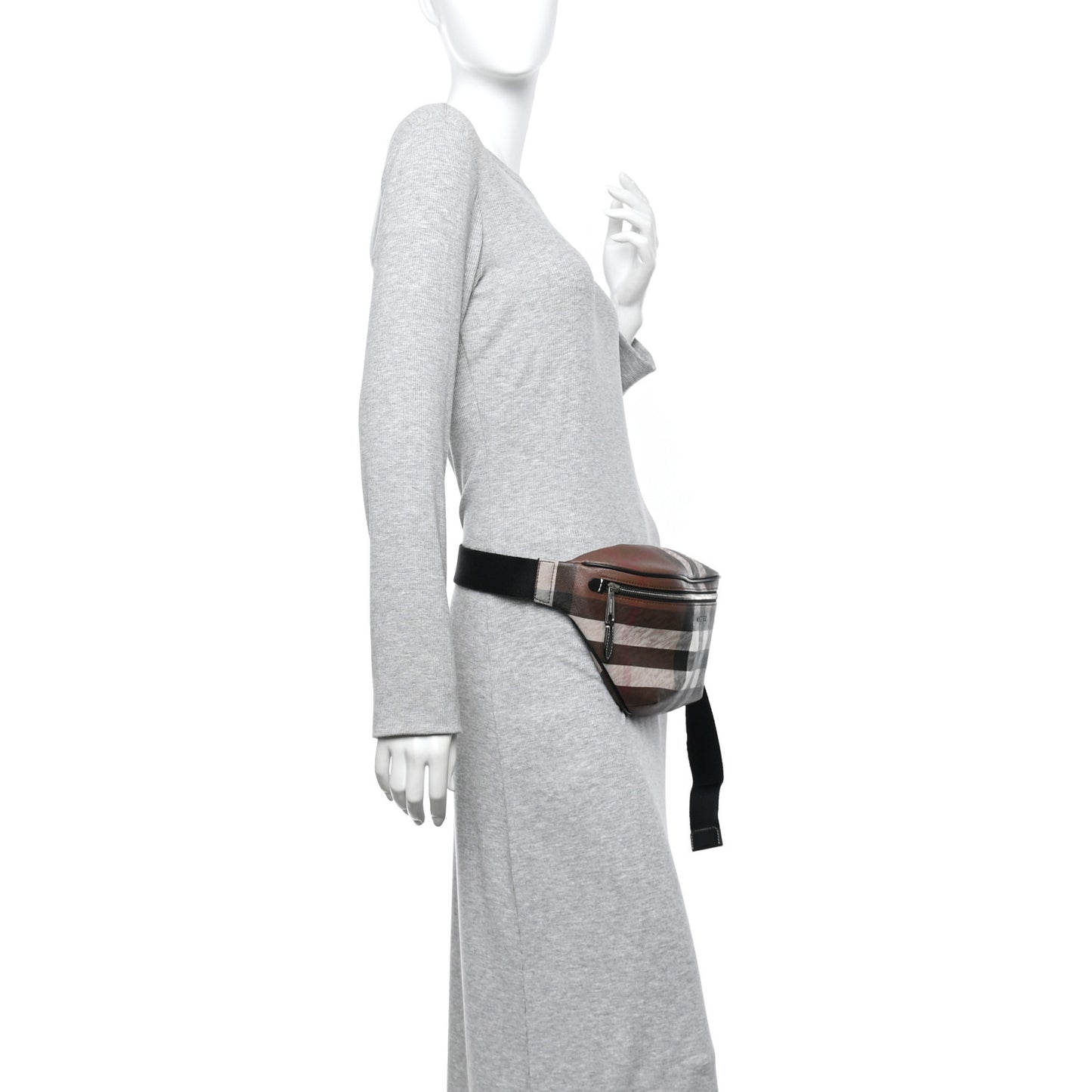 E-canvas Check Bum Bag Dark Birch Brown