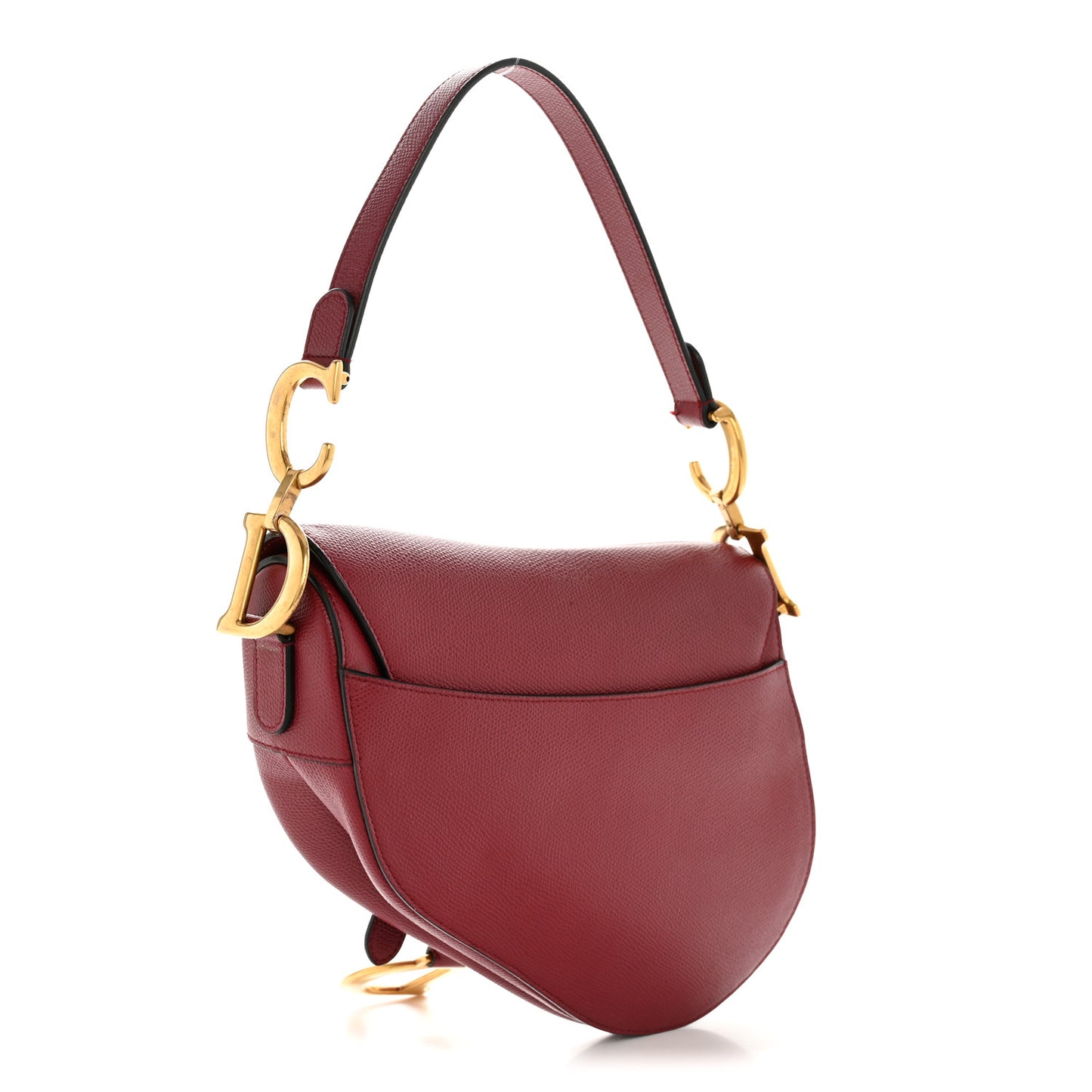 Grained Calfskin Saddle Bag Red