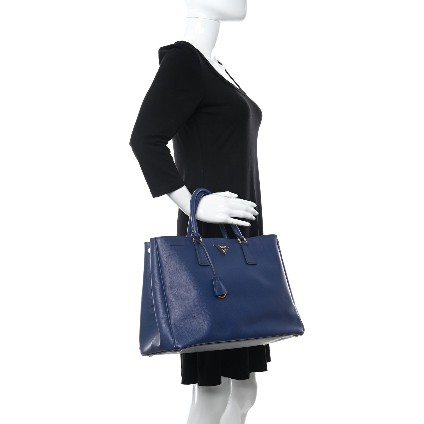 Saffiano Cuir Medium Double Bag Cobalto