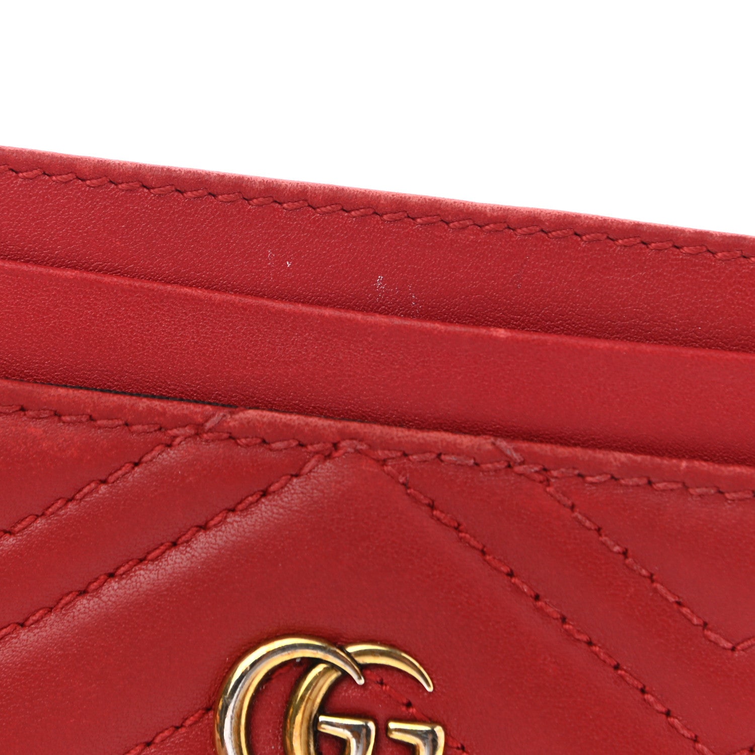 Gucci Calfskin Matelasse GG Marmont Card Holder Hibiscus Red 9 of 15