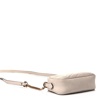 Gucci Calfskin Matelasse Mini GG Marmont Chain Shoulder Bag White 3 of 8