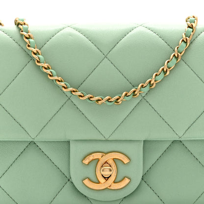 Chanel Lambskin Quilted Pearl Small Flap Light Green 8 of 11