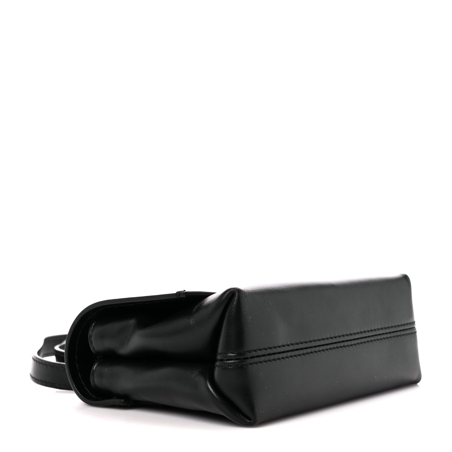 Calfskin Diag Small Binder Clip Crossbody Black