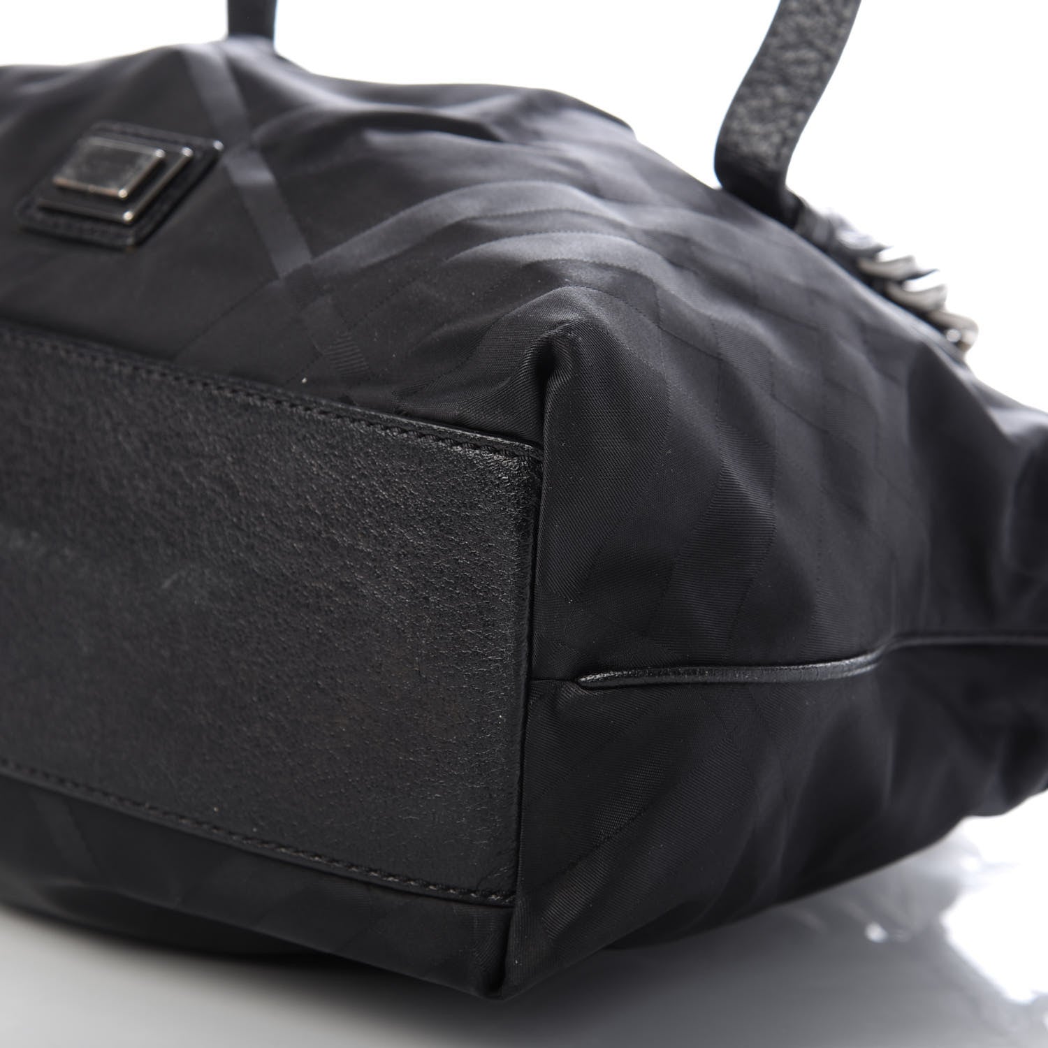 Burberry Nylon Tonal Check Torbitt Tote Black 7 of 16