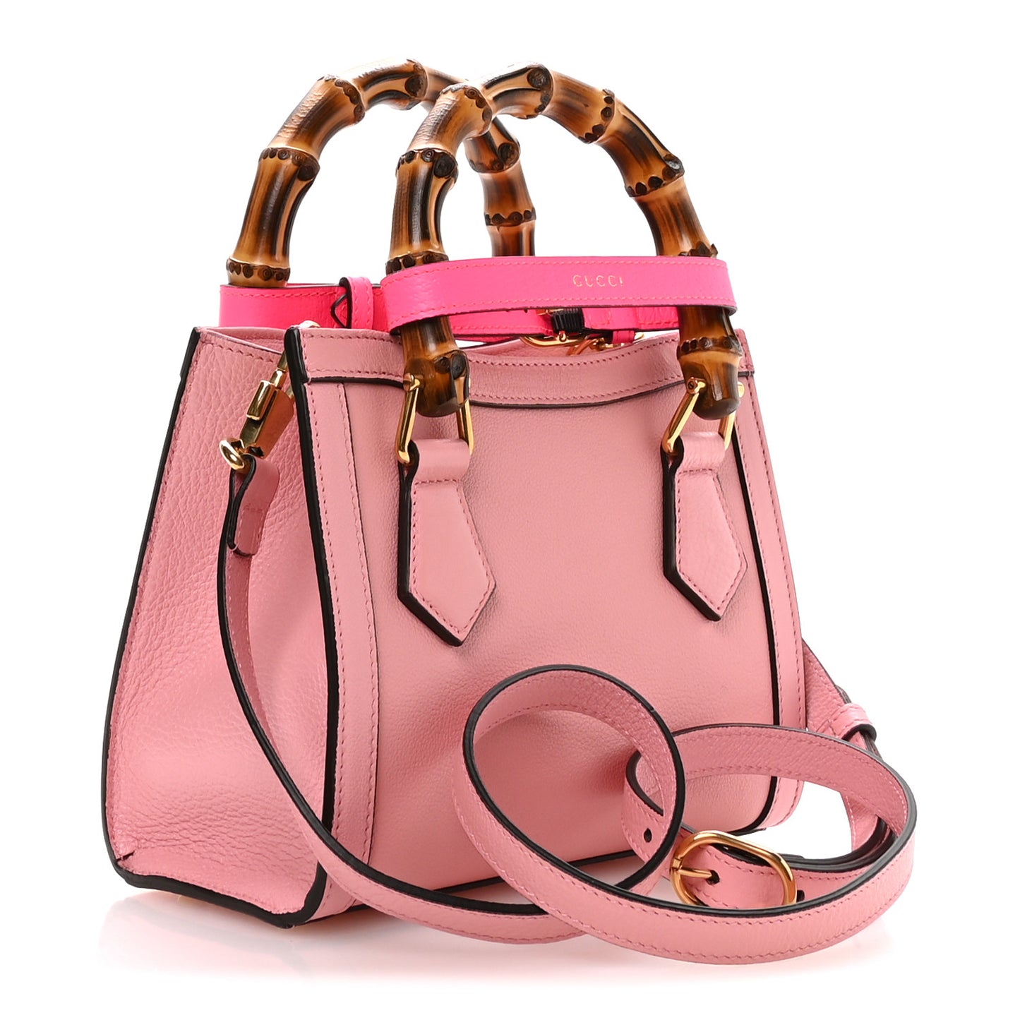 Wonka Grain Calfskin Mini Diana Tote Bag Wild Rose Fuxia Fluo