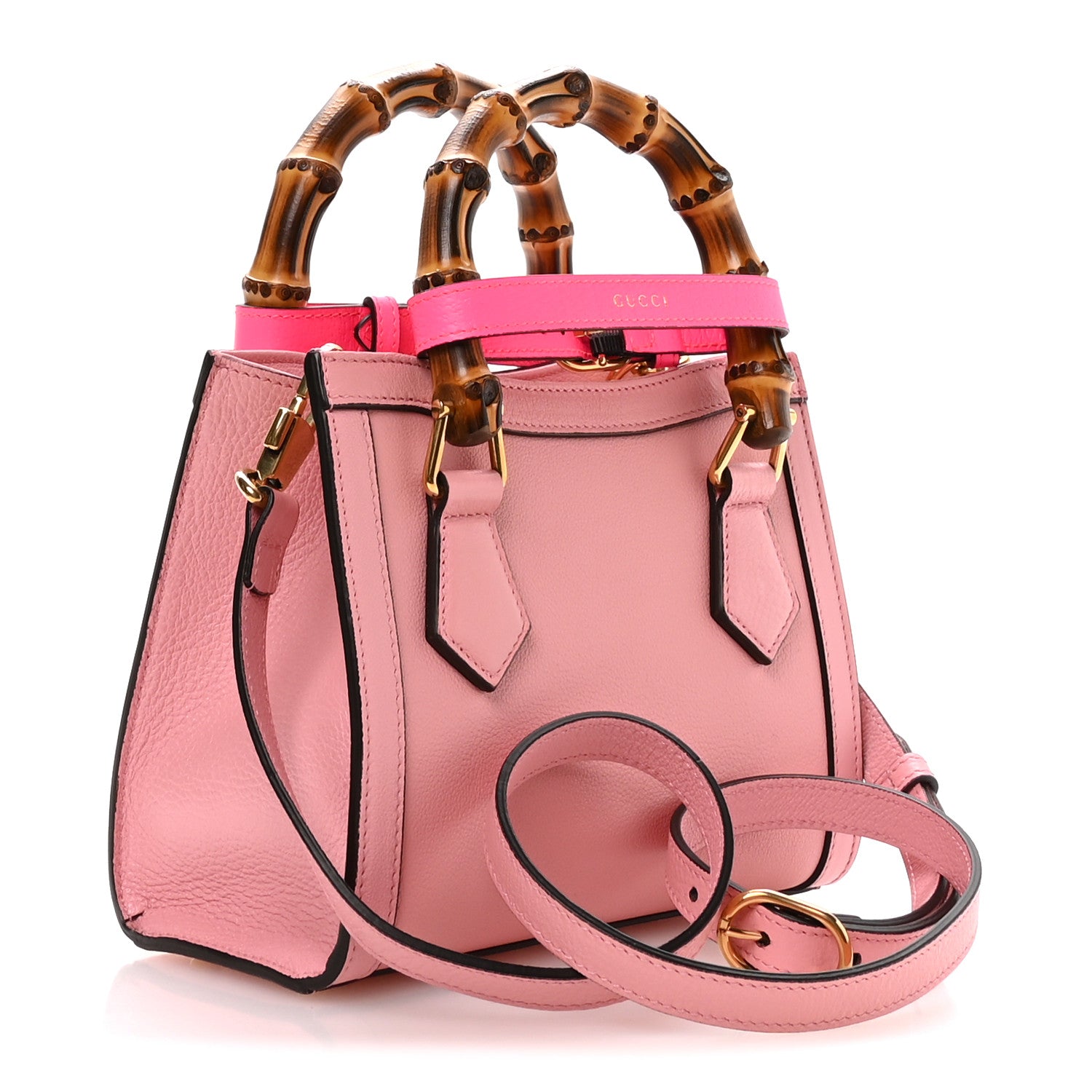 Gucci Wonka Grain Calfskin Mini Diana Tote Bag Wild Rose Fuxia Fluo 2 of 9