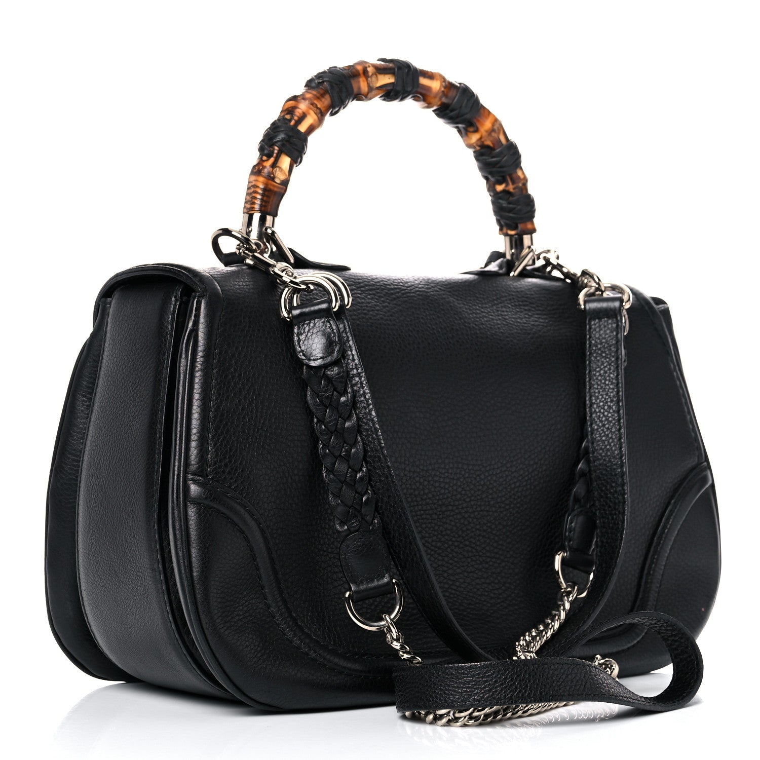 Gucci Calfskin Large New Bamboo Top Handle Bag Black 3 of 20