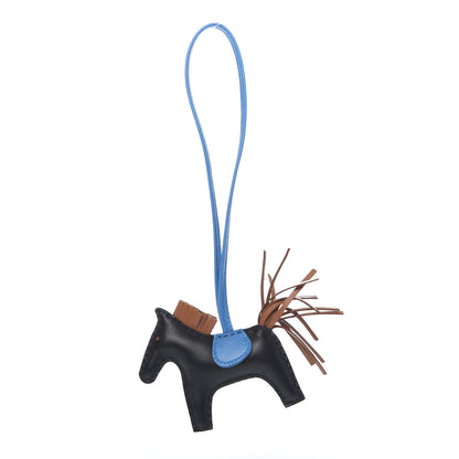 Hermes Milo Lambskin Grigri Rodeo Horse Bag Charm PM Black Gold Bleu Zanzibar 1 of 5