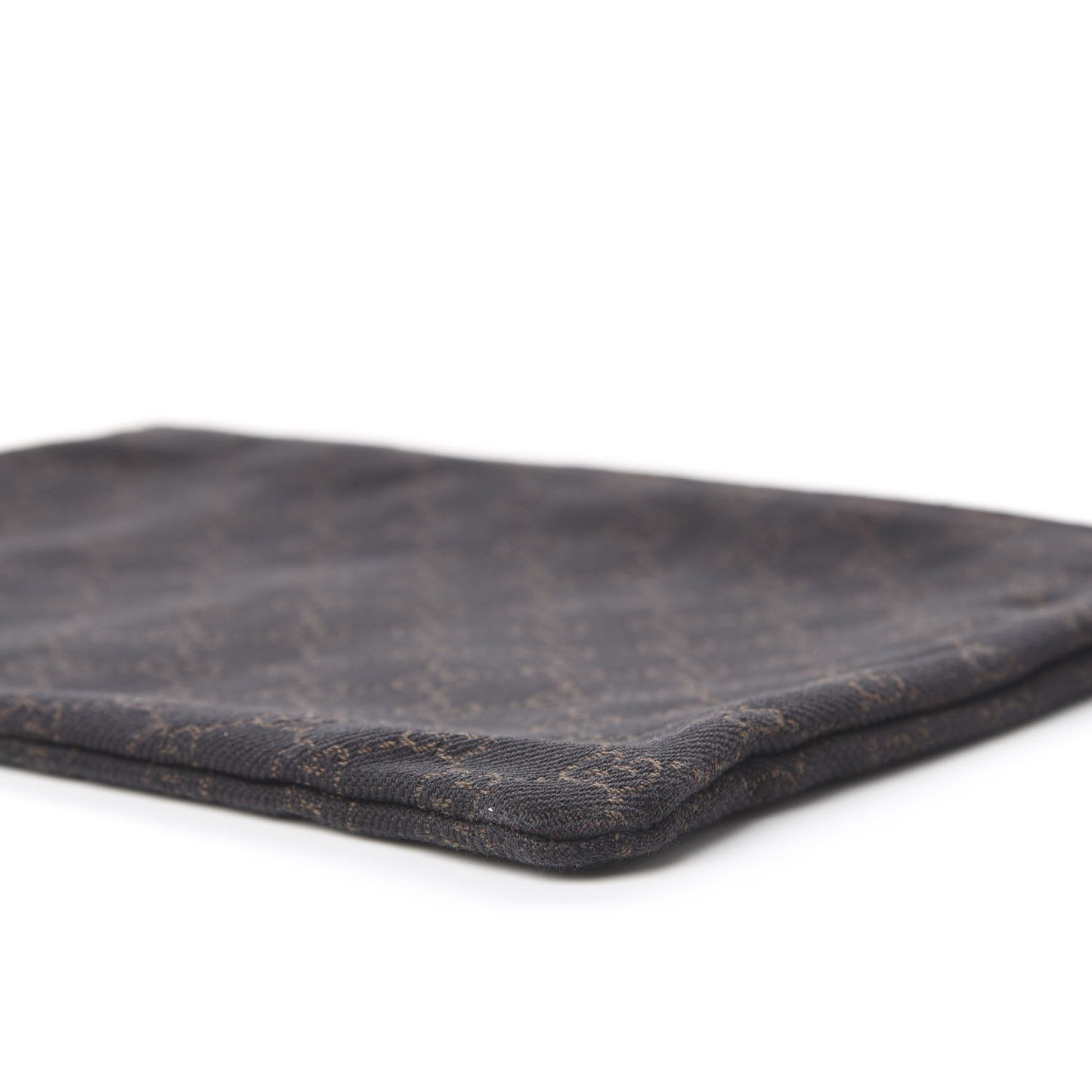 Denim Monogram Zip Top Pouch Brown