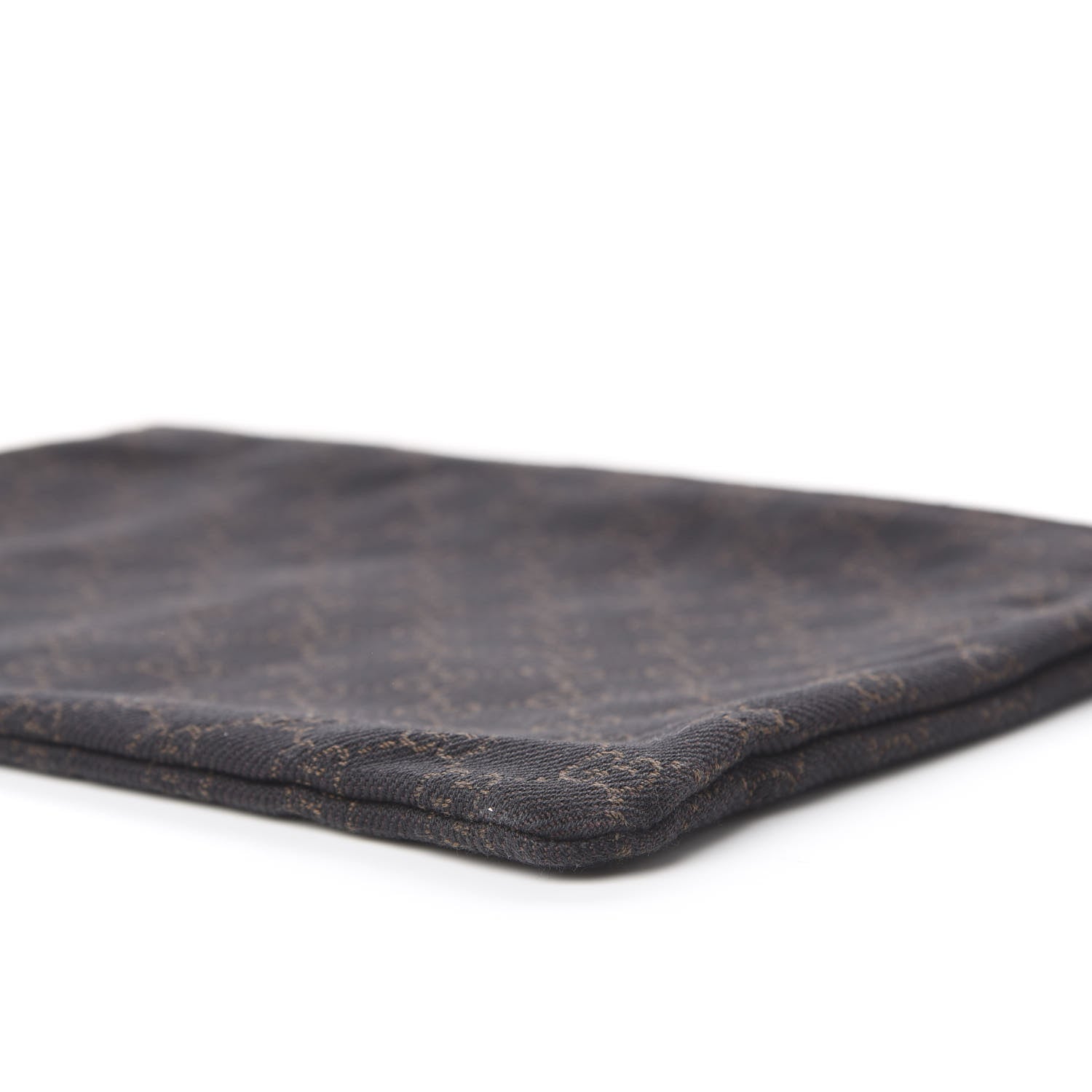 Gucci Denim Monogram Zip Top Pouch Brown 6 of 9