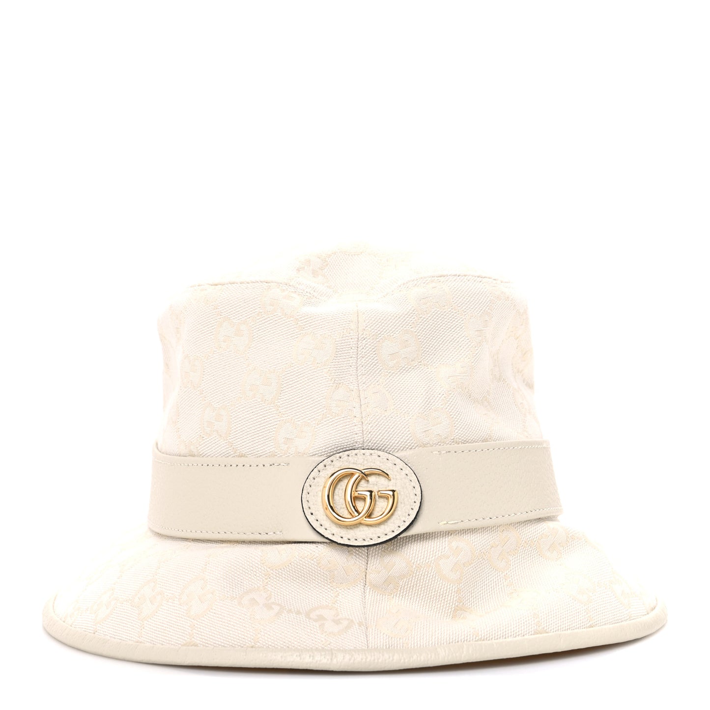 Monogram Textured Dollar Calfskin GG Jago Bucket Hat S Ivory