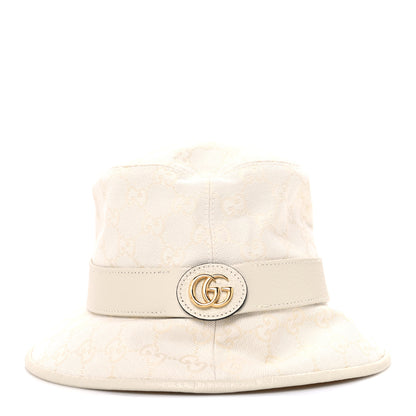 Gucci Monogram Textured Dollar Calfskin GG Jago Bucket Hat S Ivory 3 of 8