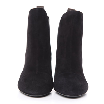 Louis Vuitton Suede Monogram Uniformes Cap Toe Chelsea 75mm Ankle Boots 36 Black 2 of 8