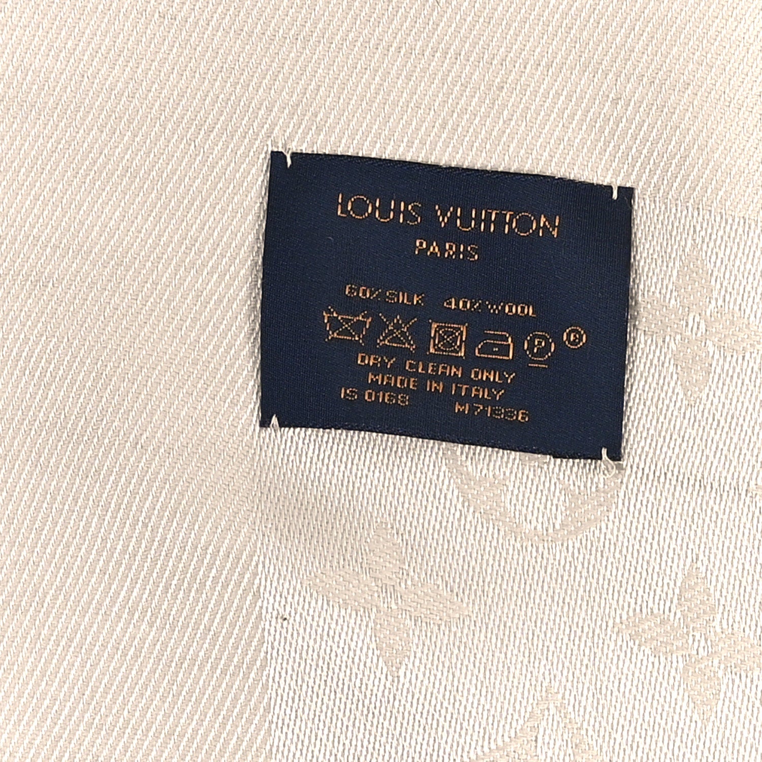 Louis Vuitton Silk Wool Monogram Shawl Greige 4 of 4