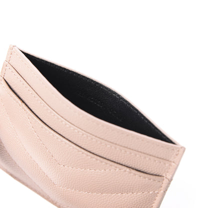 Saint Laurent Grain De Poudre Matelasse Chevron Monogram Credit Card Case Pale Blush 9 of 10
