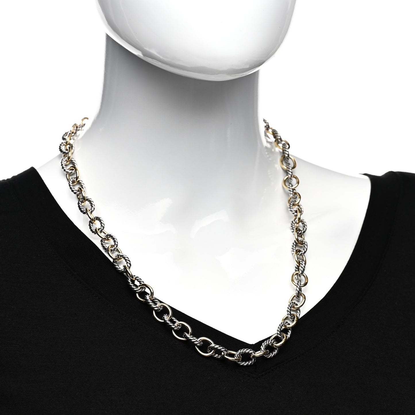 Sterling Silver 18K Yellow Gold 10mm Medium Oval Link Necklace 22"